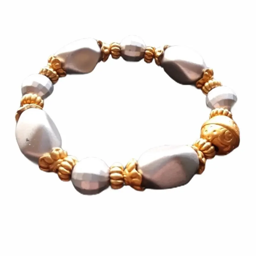 Stretch Bracelet Gold & Silver Disco Ball Beads